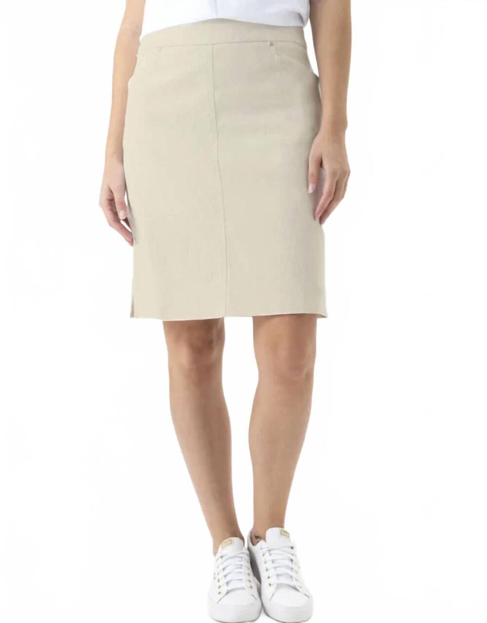 NEW RENUAR pull-on pencil skirt in cashew
